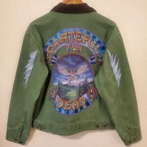 Custom Carhartt Corduroy Collar Chore Jacket + Grateful Dead Tour Shirt Patch